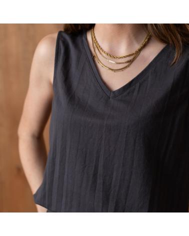 WHY NOT COLLECTION W124638 V-NECK TOP GREY GRIS