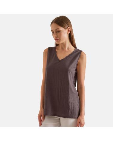 WHY NOT COLLECTION W124638 V-NECK TOP GREY GRIS