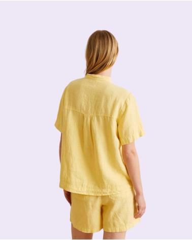 YERSE CAMISA DE LINO AMARILLA CON CUELLO MAO - REF. 4089044 AMARILLO