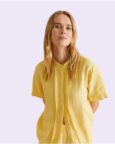 YERSE CAMISA DE LINO AMARILLA CON CUELLO MAO - REF. 4089044 AMARILLO