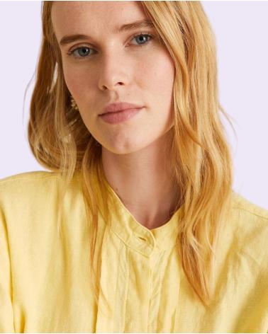 YERSE CAMISA DE LINO AMARILLA CON CUELLO MAO - REF. 4089044 AMARILLO