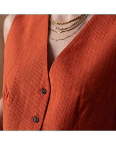 YERSE 40828 PINSTRIPE VEST IN ORANGE NARANJA