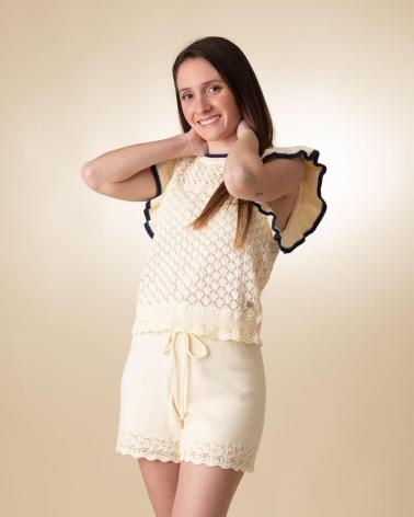 SHORTS DE PUNTO YERSE 40541 100% ALGODÓN ORGÁNICO CRUDO CRUDO