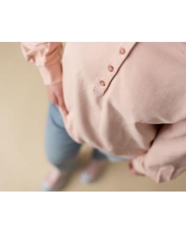 CAMISOLA YERSE 40323 DE MOLETÃO DE ALGODÃO COM GOLA HENLEY ROSA ROSA