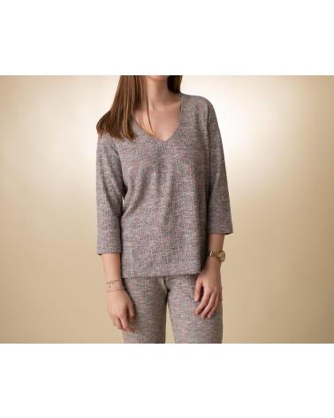 MAGLIONE IN MAGLIA FLUIDA YERSE 40131 MARRONE MARRóN