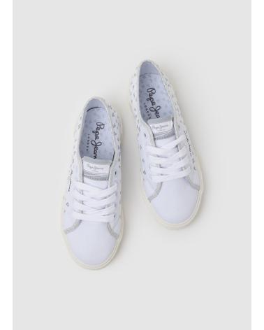 PEPE JEANS BRADY PGS30562800 - WHITE GLITTER SNEAKERS BLANCO
