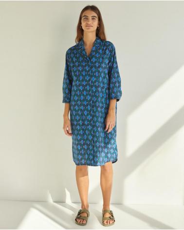 BLAUES BEDRUCKTES KLEID YERSE - MODELL 38857155 AZUL