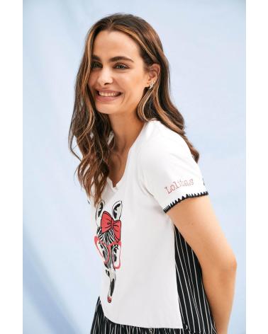 T-SHIRT LOLITAS 2219TP BRANCA COM ESTAMPADO E BAINHA PEPLUM BLANCO