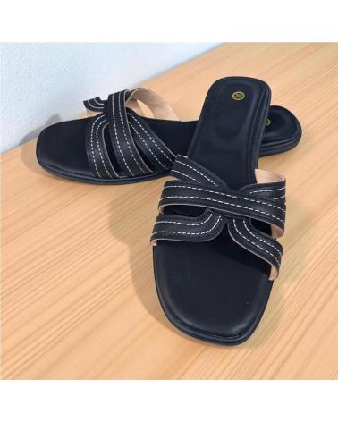 CALZADOMANIA FLACHE SANDALE MIT GEFLOCHTENEM RIEMEN SCHWARZ NEGRO