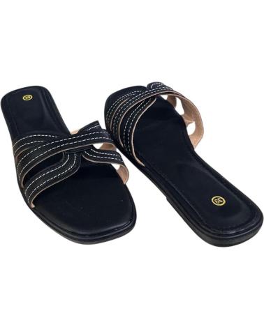 CALZADOMANIA FLACHE SANDALE MIT GEFLOCHTENEM RIEMEN SCHWARZ NEGRO