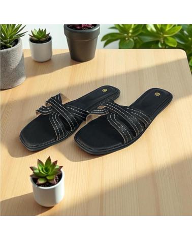 CALZADOMANIA FLACHE SANDALE MIT GEFLOCHTENEM RIEMEN SCHWARZ NEGRO