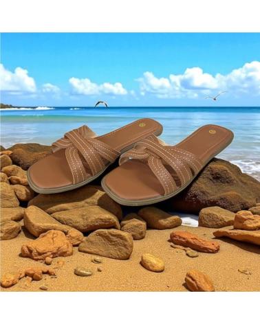 CALZADOMANIA SANDALIA PLANA PALA ENTRELAZAA CAMEL