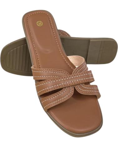 CALZADOMANIA SANDALIA PLANA PALA ENTRELAZAA CAMEL