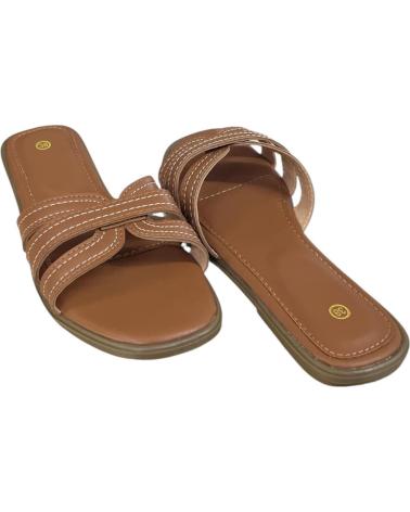 CALZADOMANIA SANDALIA PLANA PALA ENTRELAZAA CAMEL