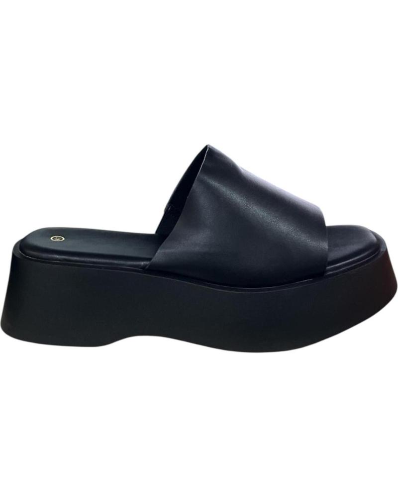 CALZADOMANIA SANDALE MIT RIEMEN UND SEITLICHEM GUMMIZUG, SCHWARZ NEGRO