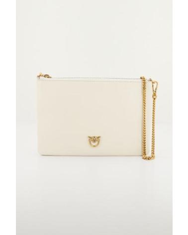 BOLSO BANDOLERA PINKO FLAT CLASSIC VITELLO SE BLANCO Z14 Z14Q DE PIEL Z14Q