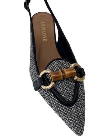 LODI SLINGBACK LOVE KAL5306 NERO GLITTERATO CON ORNAMENTO METALLICO NEGRO