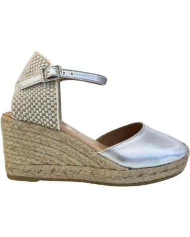 GAIMO GLOBAL5R SILVER ESPADRILLE WEDGE SANDAL PLATEADO