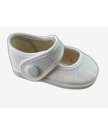 ANDREA RUIZ 955 LINEN WHITE MARY JANE SHOES WITH BUTTON BLANCO