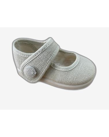 ANDREA RUIZ 955 LINEN BEIGE MARY JANE SHOES WITH BUTTON BEIGE