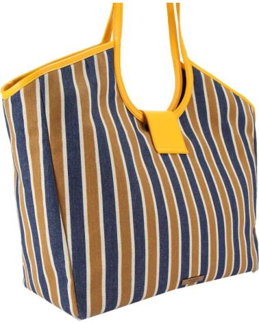 SAC FOURRE-TOUT KURT GEIGER LONDON CHELSEA LG 4019389619K RAYURES MARRON BLEU OPNBLU