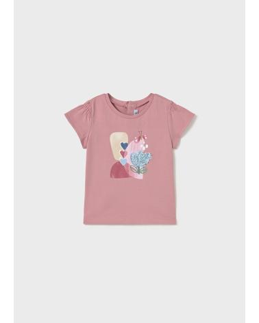 T-SHIRT MANCHES COURTES MAYORAL BRODÉ ROSE RÉF. 1049-071 ROSA