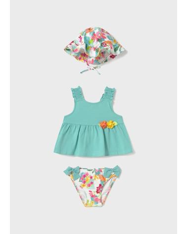 MAYORAL 3-PIECE SWIM SET FOR BABY GIRLS - MODEL 1 641 071 AGATE BLUE AZUL