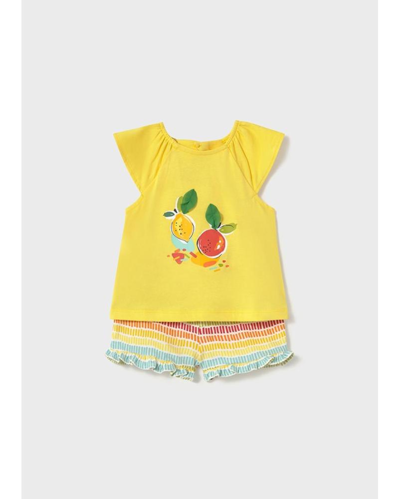 MAYORAL PRINTED SHORT SET FOR BABY GIRLS - MODEL 1 233 090 YELLOW AMARILLO