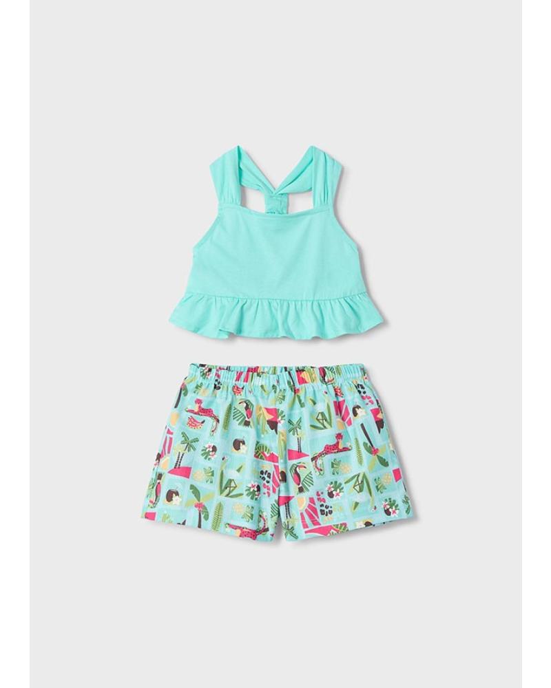 CONJUNTO SHORT PONTO CREPE MAYORAL AQUA VERDE - MODELO 3215071 VERDE