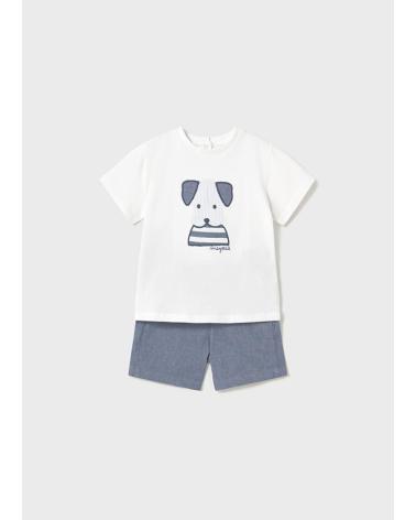 MAYORAL JUNGEN-SET T-SHIRT MIT APPLIKATION UND BERMUDA BLAU - MODELL 1252036 AZUL
