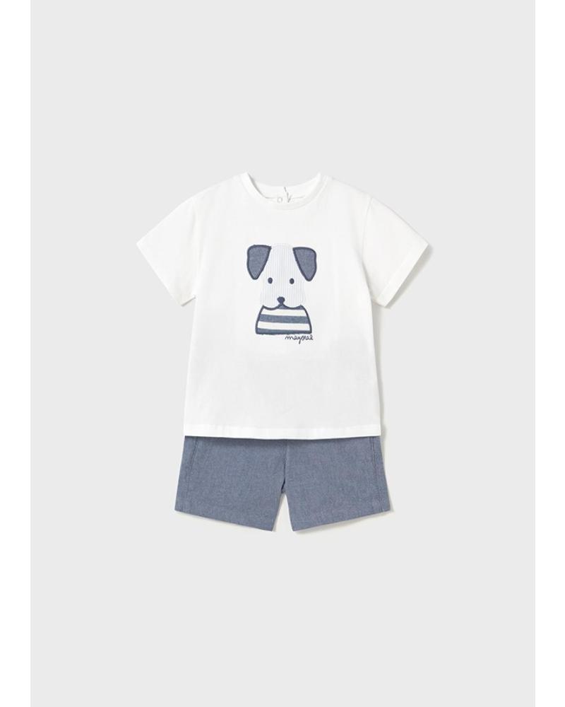 MAYORAL JUNGEN-SET T-SHIRT MIT APPLIKATION UND BERMUDA BLAU - MODELL 1252036 AZUL