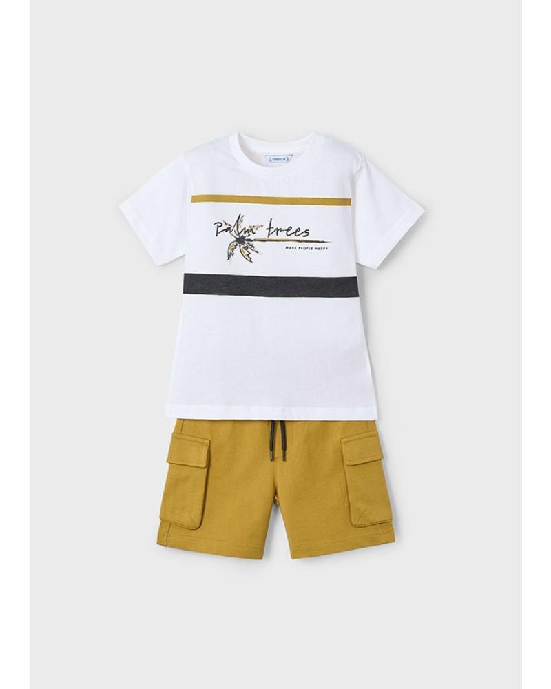 STRICK-T-SHIRT- UND BERMUDA-SET MAYORAL ART.-NR. 3605086 WEISS BLANCO