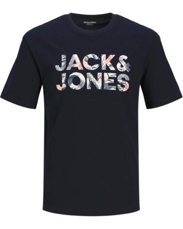 T-SHIRT JACK & JONES JJEBRYAN CORP LOGO GIROCOLLO NERO BLACK