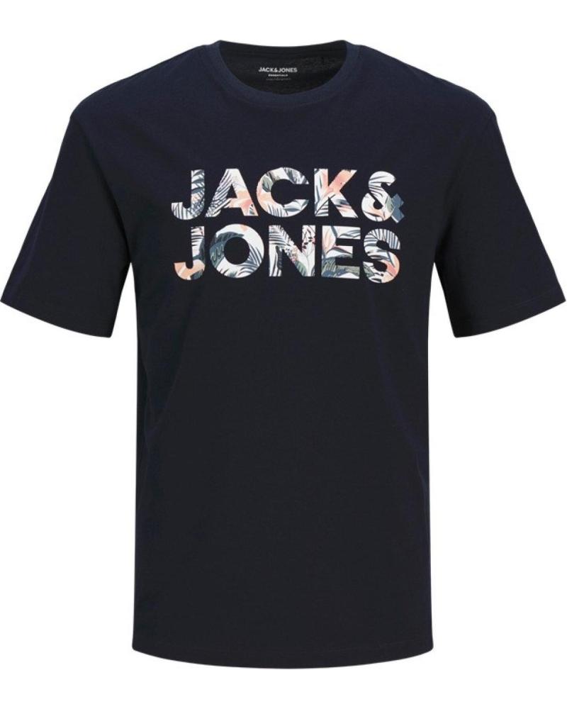 T-SHIRT JACK & JONES JJEBRYAN CORP LOGO GIROCOLLO NERO BLACK