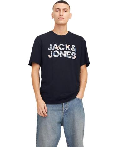 T-SHIRT JACK & JONES JJEBRYAN CORP LOGO GIROCOLLO NERO BLACK
