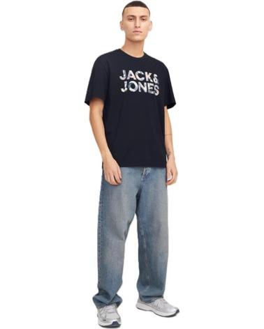 T-SHIRT JACK & JONES JJEBRYAN CORP LOGO GIROCOLLO NERO BLACK