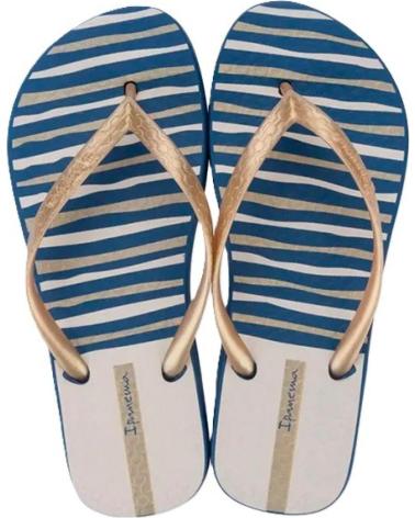 IPANEMA HAPPY XII BLUE AND GOLD STRIPED FLIP-FLOPS BLUE-GOLD