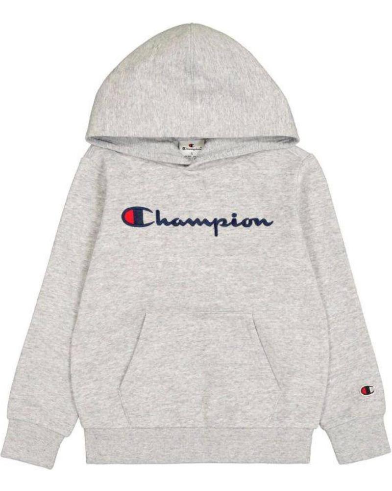 FELPA CON CAPPUCCIO CHAMPION JUNIOR EMBROIDERED LOGO GRIGIA GRIS