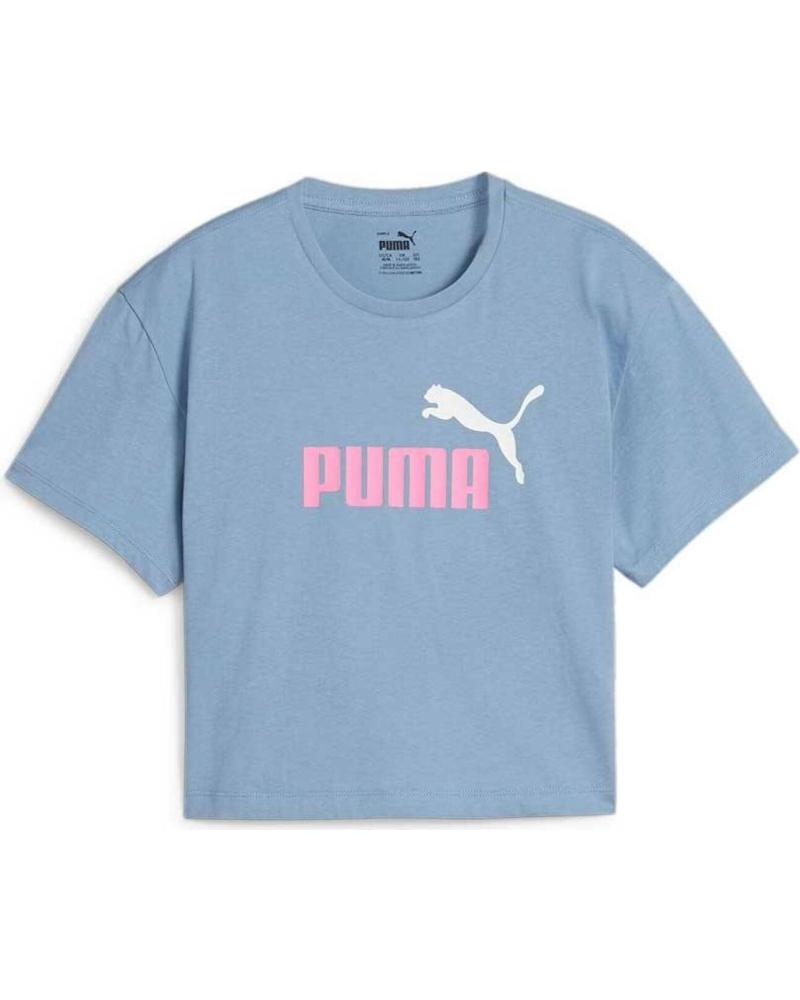 T-SHIRT COURT PUMA LOGO CROPPED BLEU AVEC LOGO ROSE MULTICOLOR