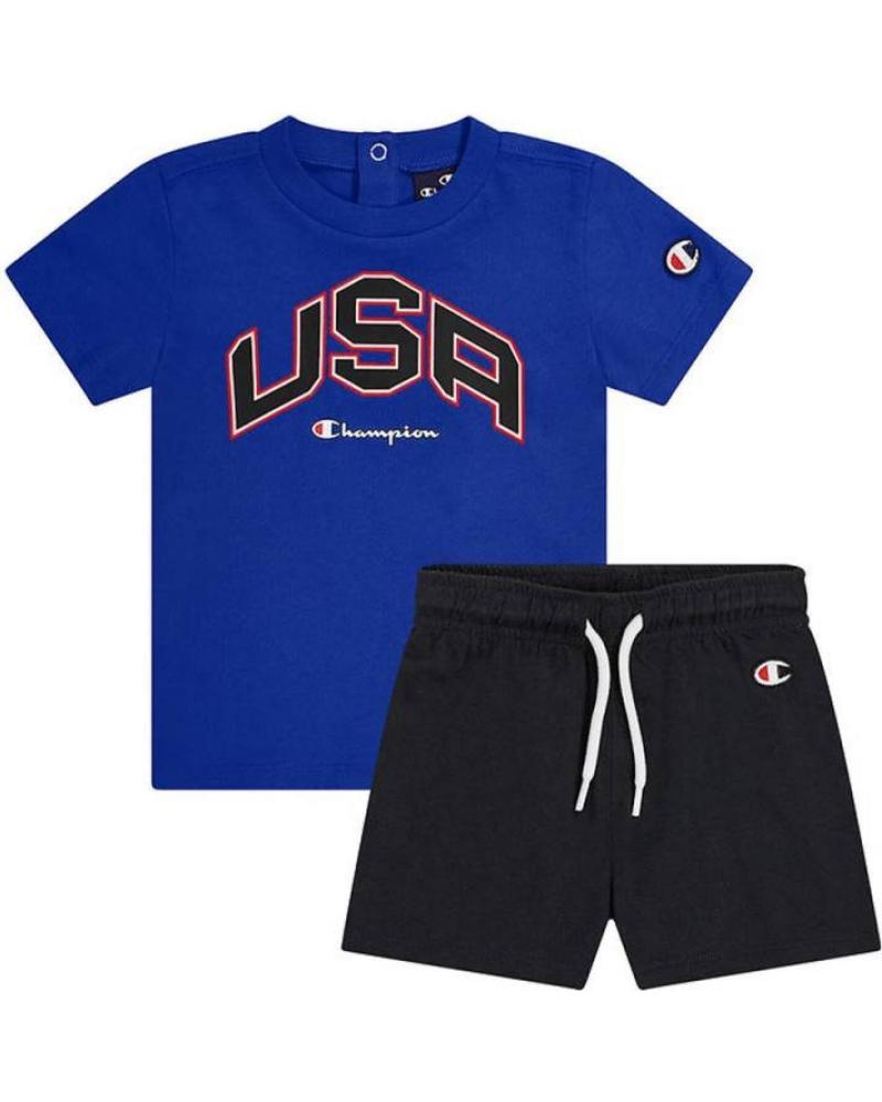 CHAMPION USA BABY-SET: BLAUES T-SHIRT UND SCHWARZE SHORTS MULTICOLOR