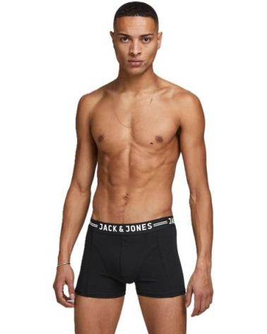 PACK OF 3 JACK & JONES BLACK TRUNKS BOXERS NEGRO