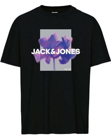 T-SHIRT JACK & JONES JCOFLORALS TEE SS CREW NECK FST NERA NEGRO