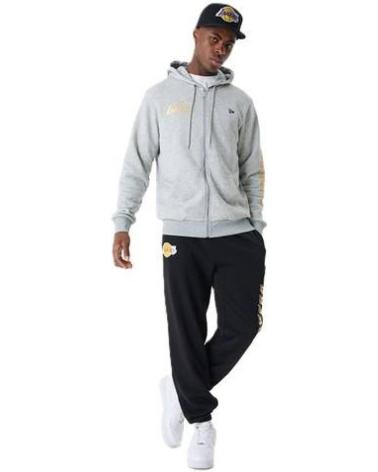 SUDADERA CON CAPUCHA NEW ERA LA LAKERS TEAM SCRIPT GRIS GRIS