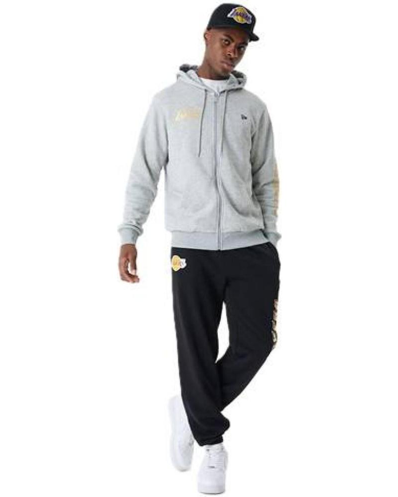 SUDADERA CON CAPUCHA NEW ERA LA LAKERS TEAM SCRIPT GRIS GRIS