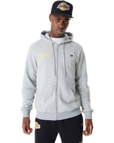 SUDADERA CON CAPUCHA NEW ERA LA LAKERS TEAM SCRIPT GRIS GRIS