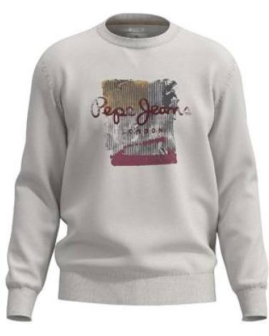 FELPA PEPE JEANS MELBOURNE BIANCA CON STAMPA GRAFICA BLANCO