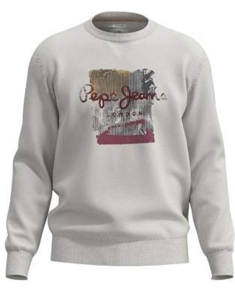 FELPA PEPE JEANS MELBOURNE BIANCA CON STAMPA GRAFICA BLANCO