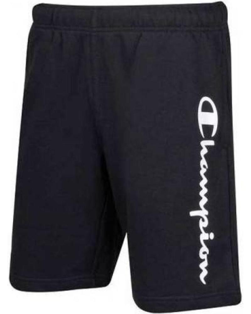 CHAMPION BLACK MEN'S BERMUDA SHORTS WITH SIDE LOGO NEGRO