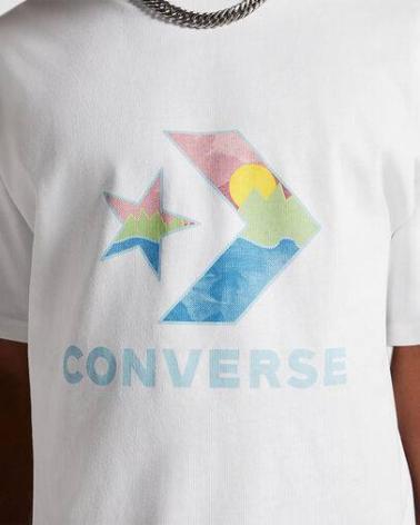T-SHIRT CONVERSE STAR CHEVRON LANDSCAPE BIANCO BLANCO