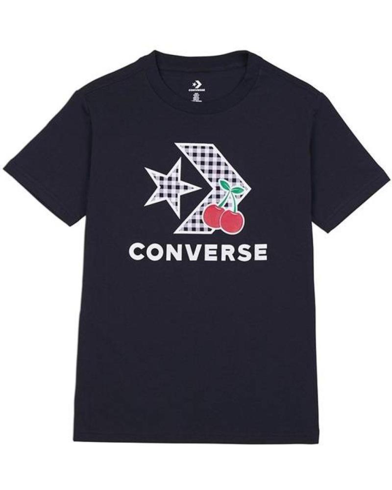 CONVERSE T-SHIRT CHERRY STAR CHEVRON INFILL NOIR NEGRO